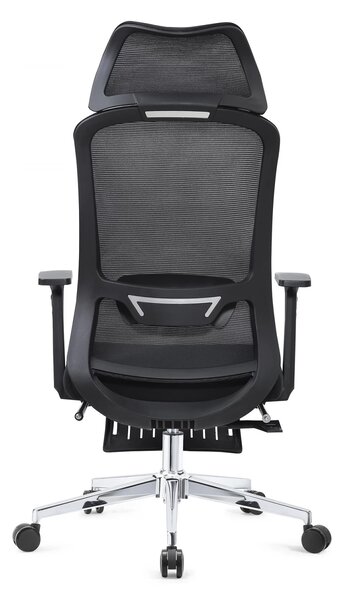 Scaun ergonomic, spătar mesh, sezut terxtil, suport picioare, Negru