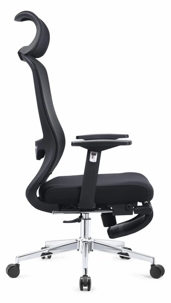 Scaun ergonomic, spătar mesh, sezut terxtil, suport picioare, Negru