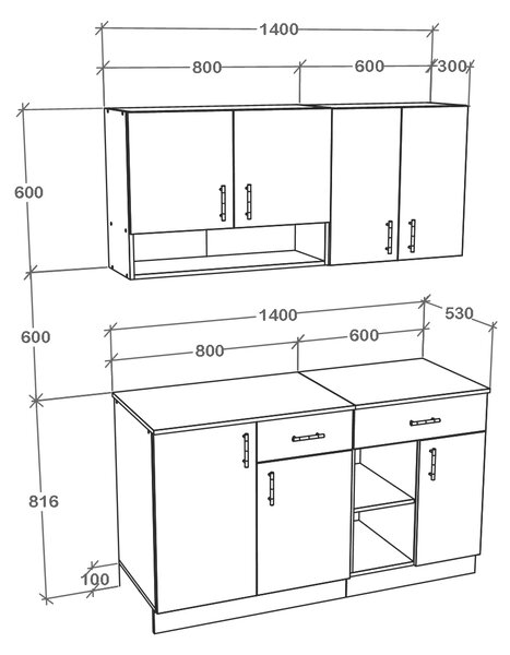 Set haaus Berna, Antracit/Alb, L 140 cm