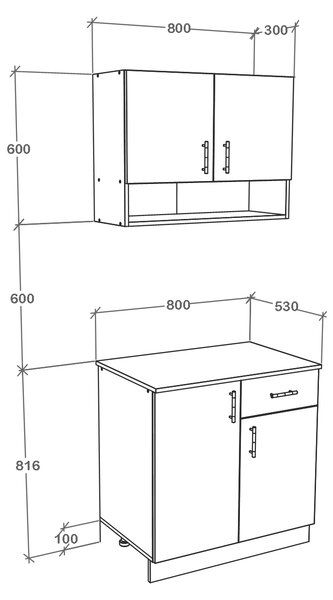 Set haaus Berna, Antracit/Alb, L 80 cm