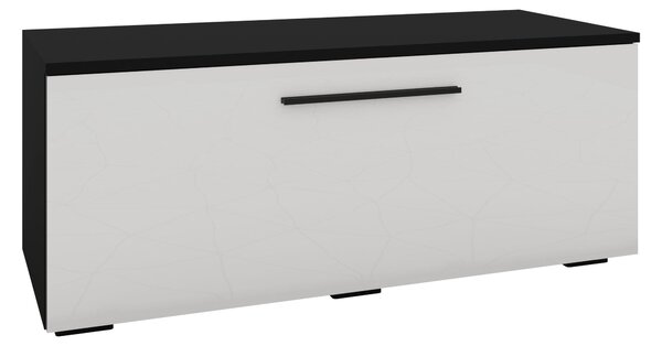 Comoda haaus Kos, O Usa, Negru/Alb Lucios, MDF, 95 x 40 x 39 cm