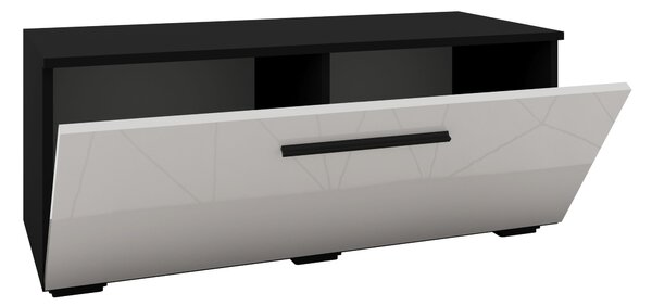 Comoda haaus Kos, O Usa, Negru/Alb Lucios, MDF, 95 x 40 x 39 cm
