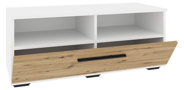 Comoda haaus Kos, O Usa, 2 Polite, Alb/Stejar Artisan, 95 x 40 x 39 cm