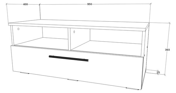 Comoda haaus Kos, O Usa, 2 Polite, Alb/Stejar Artisan, 95 x 40 x 39 cm