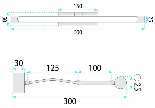 Aplică LED pentru baie SWE017-1W 60cm Chrome