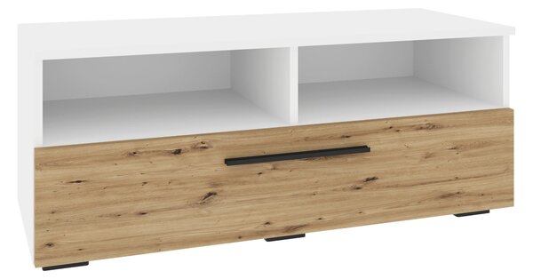 Comoda haaus Kos, O Usa, 2 Polite, Alb/Stejar Artisan, 95 x 40 x 39 cm
