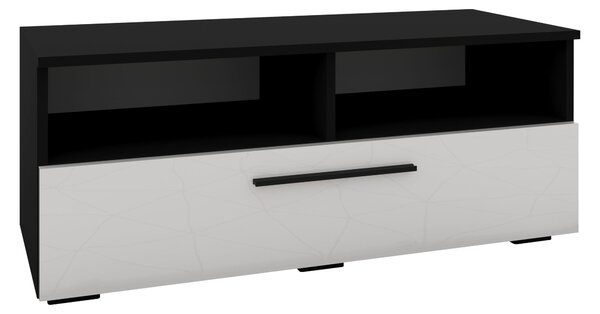 Comoda haaus Kos, O Usa, 2 Polite, Negru/Alb Lucios, MDF, 95 x 40 x 39 cm
