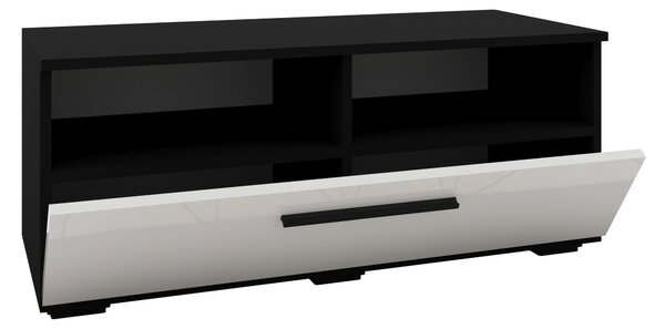 Comoda haaus Kos, O Usa, 2 Polite, Negru/Alb Lucios, MDF, 95 x 40 x 39 cm