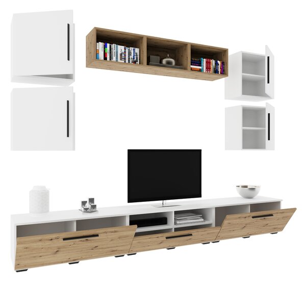 Living haaus V3, Alb/Stejar Artisan, L 285 cm