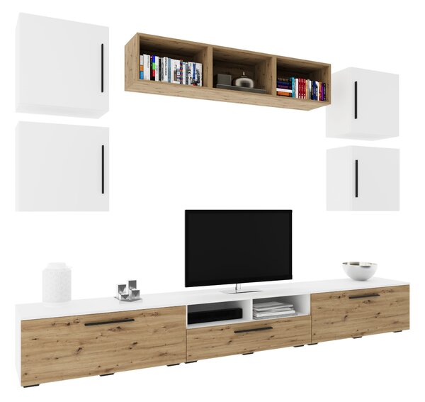Living haaus V3, Alb/Stejar Artisan, L 285 cm