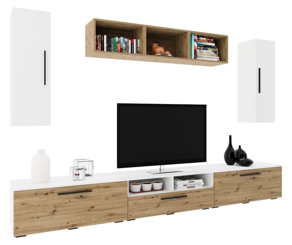 Living haaus V2, Alb/Stejar Artisan, L 285 cm