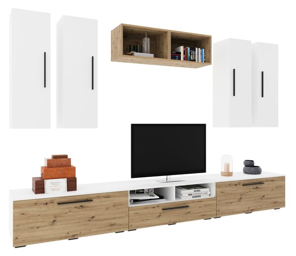 Living haaus V4, Alb/Stejar Artisan, L 285 cm