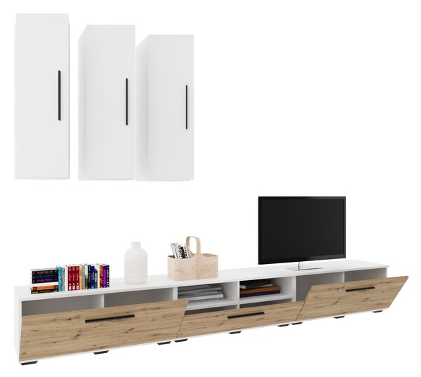 Living haaus V7, Alb/Stejar Artisan, L 285 cm