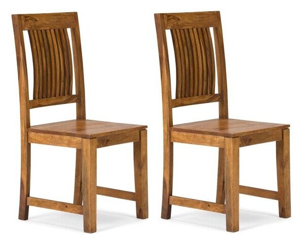 Set de 2 scaune Eccles, lemn masiv, natur, 100 x 43 x 43 cm
