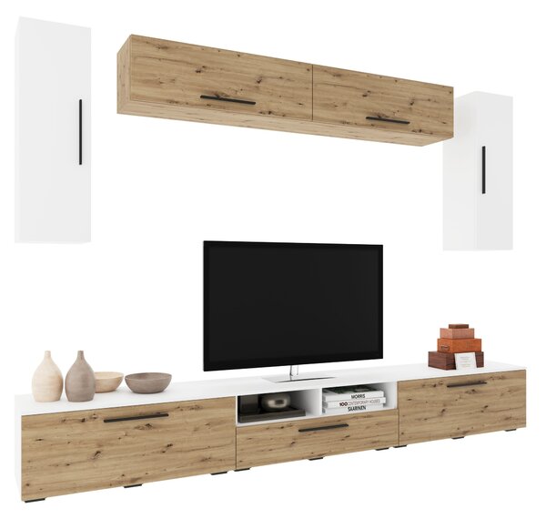 Living haaus V6, Alb/Stejar Artisan, L 285 cm