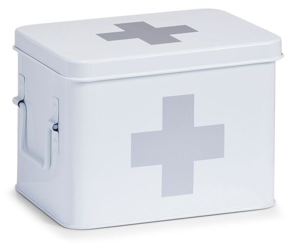 Cutie pentru depozitarea medicamentelor, 4 compartimente, Metal White, l21,5xA16xH16 cm