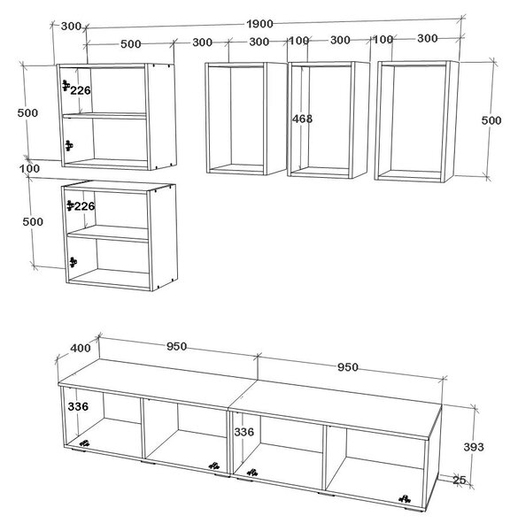 Living haaus V8, Alb/Stejar Artisan, L 190 cm