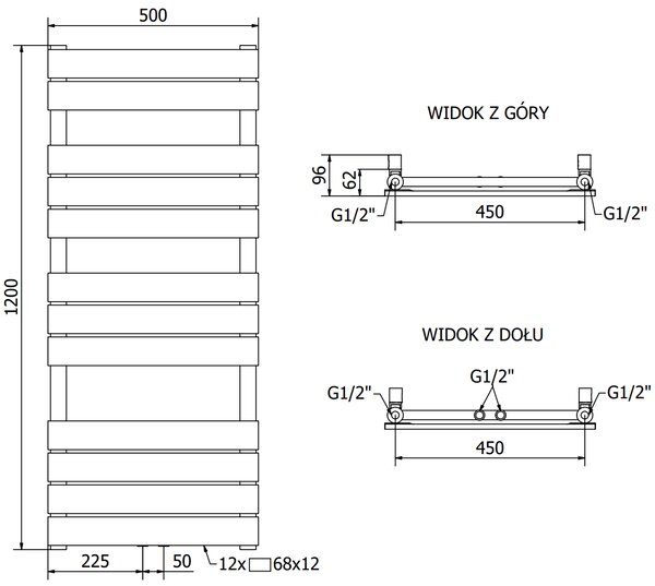 Mexen Ceres, element electric de încălzire 1200 x 500 mm, 600 W, crom, W111-1200-500-2600-01