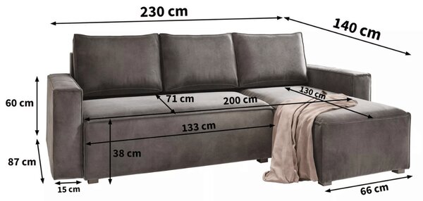 Canapea extensibila de colt CAVELO, bej, reversibila