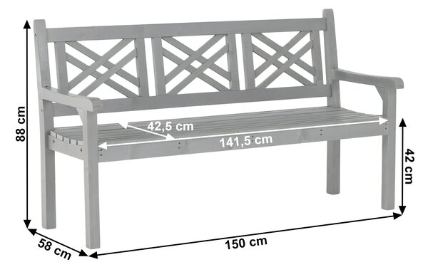 KONDELA Bancă de grădină din lemn, gri, 150 cm, FABLA