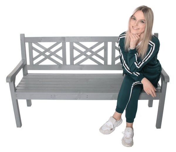 KONDELA Bancă de grădină din lemn, gri, 150 cm, FABLA