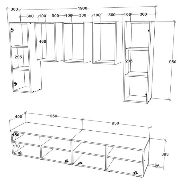 Living haaus V9, Alb/Stejar Artisan, L 190 cm