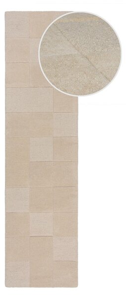 Covor tip traversă bej țesut manual din lână 60x230 cm Checkerboard – Flair Rugs