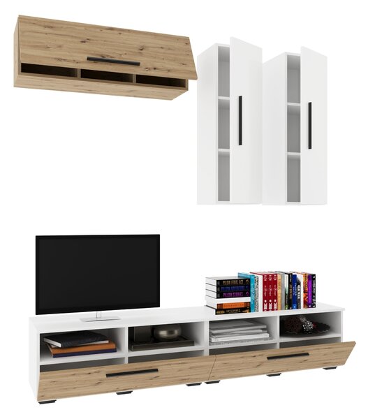 Living haaus V10, Alb/Stejar Artisan, L 190 cm