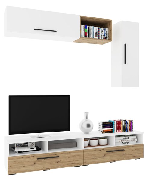 Living haaus V13, Alb/Stejar Artisan, L 190 cm