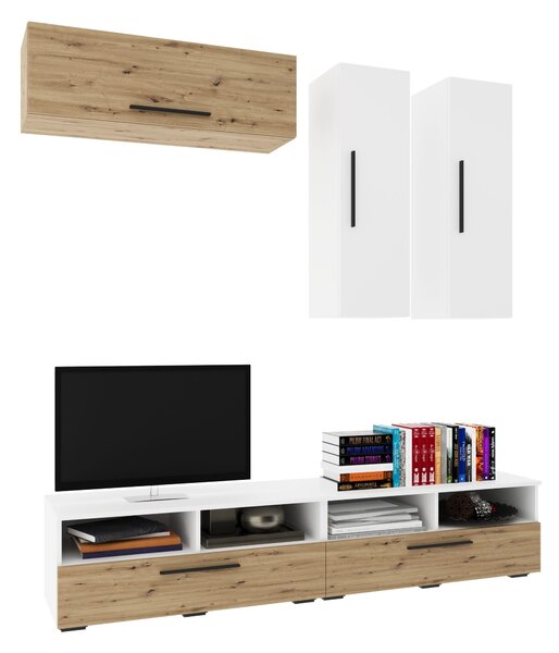 Living haaus V10, Alb/Stejar Artisan, L 190 cm