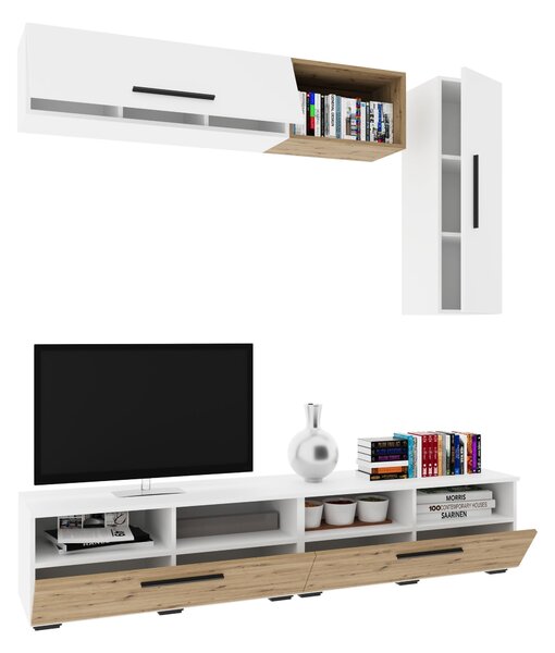 Living haaus V13, Alb/Stejar Artisan, L 190 cm