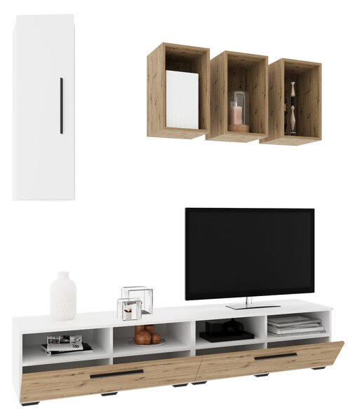 Living haaus V12, Alb/Stejar Artisan, L 190 cm