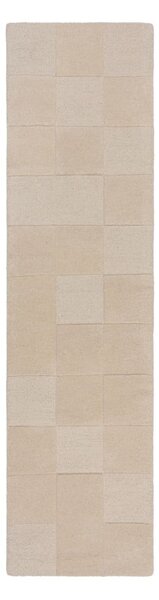 Covor tip traversă bej țesut manual din lână 60x230 cm Checkerboard – Flair Rugs