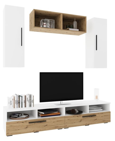 Living haaus V16, Alb/Stejar Artisan, L 190 cm