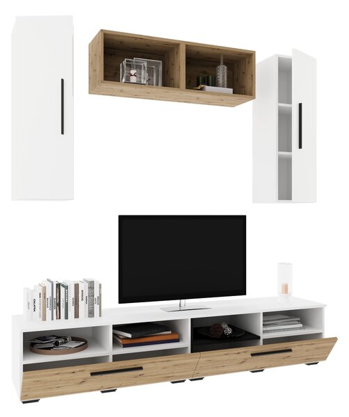 Living haaus V16, Alb/Stejar Artisan, L 190 cm