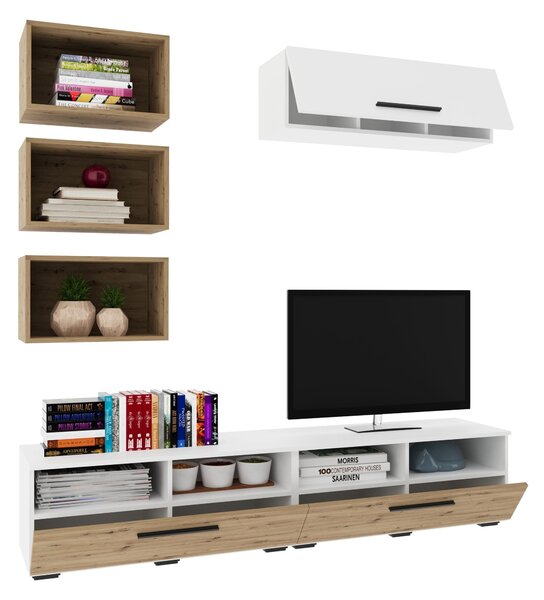 Living haaus V17, Alb/Stejar Artisan, L 190 cm