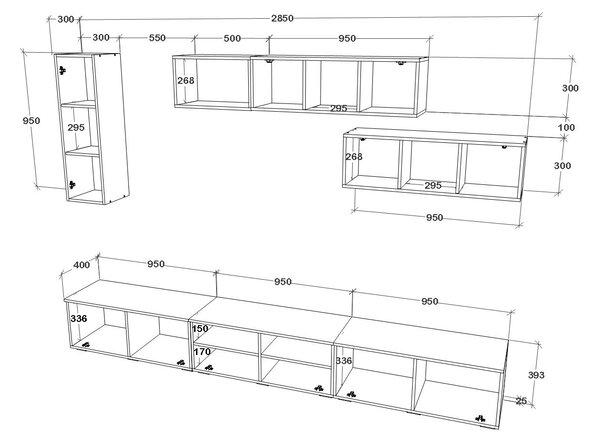 Living haaus V19, Alb/Stejar Artisan, L 285 cm