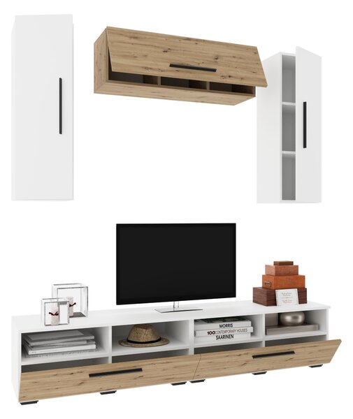 Living haaus V18, Alb/Stejar Artisan, L 190 cm