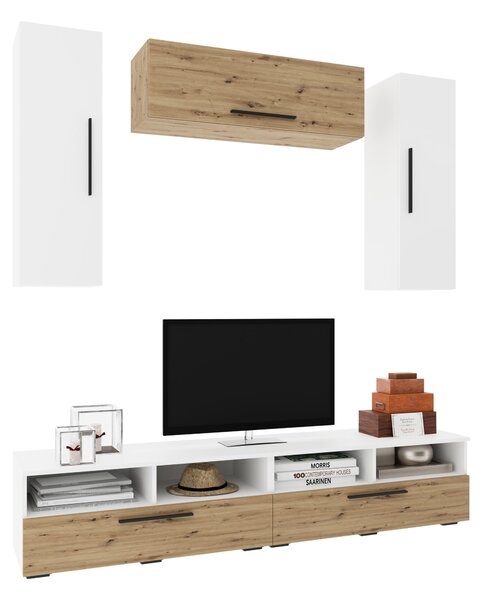 Living haaus V18, Alb/Stejar Artisan, L 190 cm