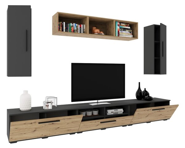 Living haaus V2, Antracit/Stejar Artisan, L 285 cm