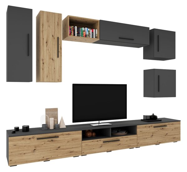 Living haaus V1, Antracit/Stejar Artisan, L 285 cm