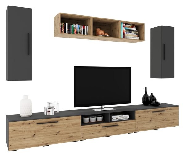 Living haaus V2, Antracit/Stejar Artisan, L 285 cm