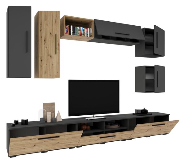 Living haaus V1, Antracit/Stejar Artisan, L 285 cm