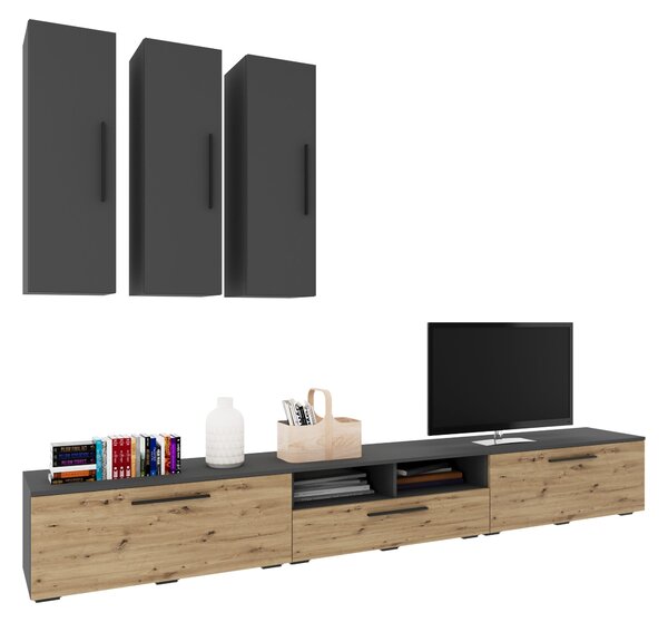Living haaus V7, Antracit/Stejar Artisan, L 285 cm