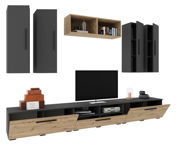 Living haaus V4, Antracit/Stejar Artisan, L 285 cm