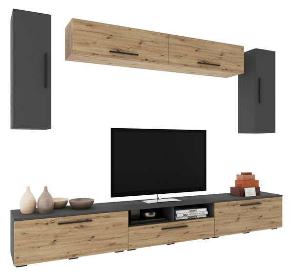 Living haaus V6, Antracit/Stejar Artisan, L 285 cm