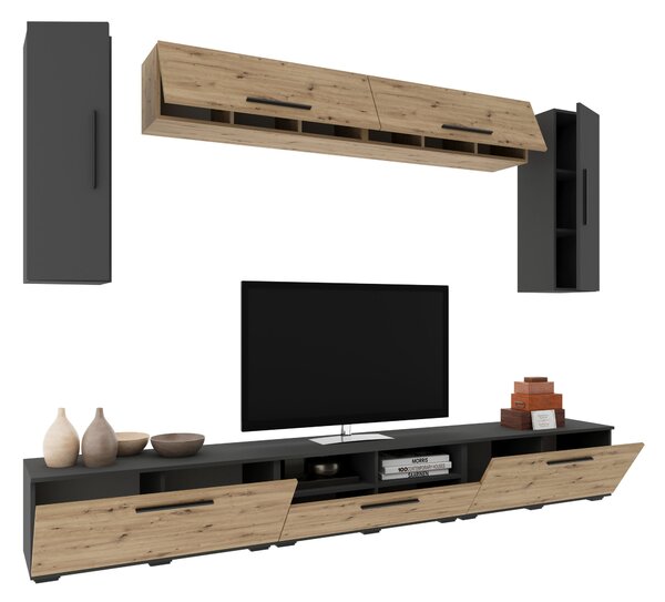 Living haaus V6, Antracit/Stejar Artisan, L 285 cm