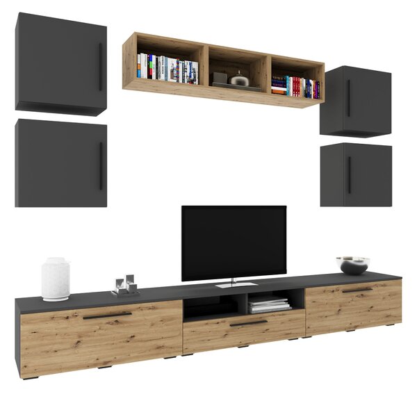 Living haaus V3, Antracit/Stejar Artisan, L 285 cm