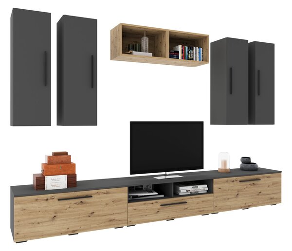 Living haaus V4, Antracit/Stejar Artisan, L 285 cm