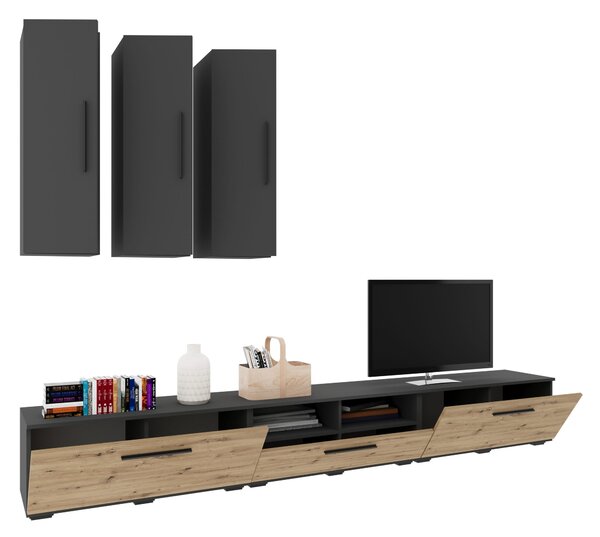 Living haaus V7, Antracit/Stejar Artisan, L 285 cm